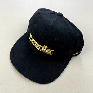 Vintage PowerBar Hat Cap Snapback Black Sport Nutrition Staff USA Adjustable 90s
